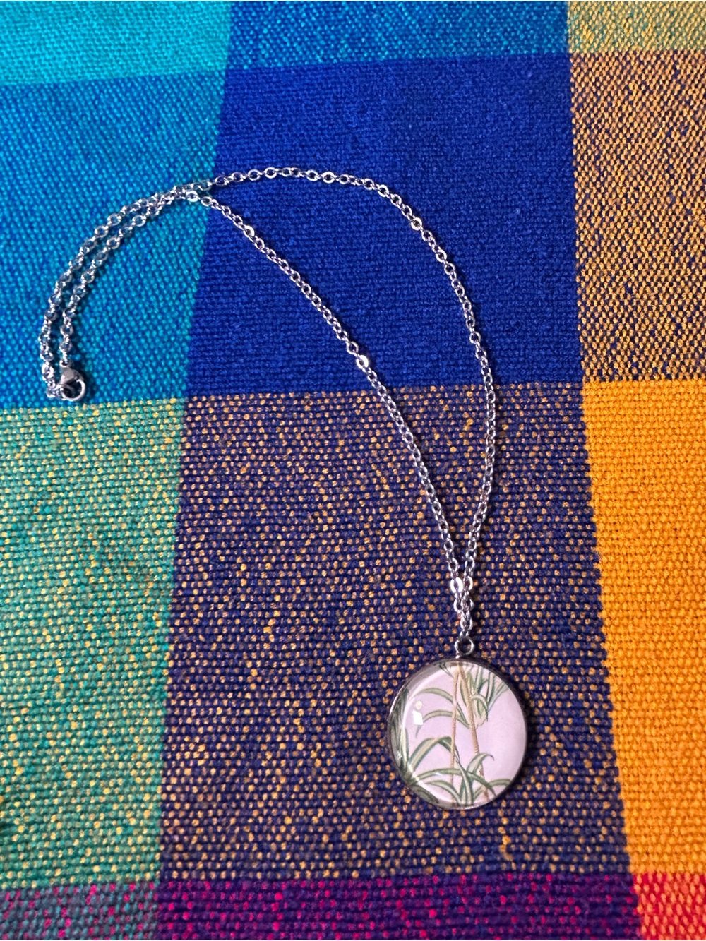 Spider Plant Silver Tone Pendant Necklace